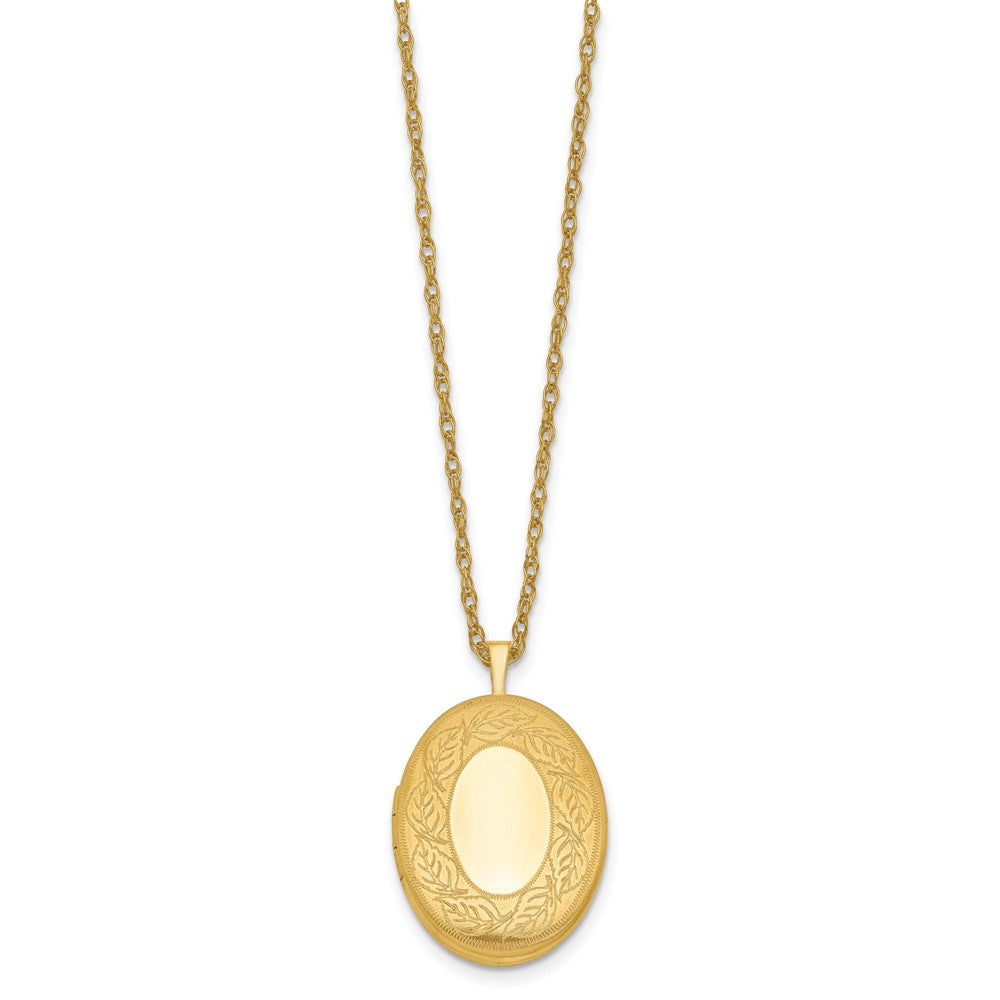 1/20 14K Gold Filled Leaf Border Oval Locket Necklace