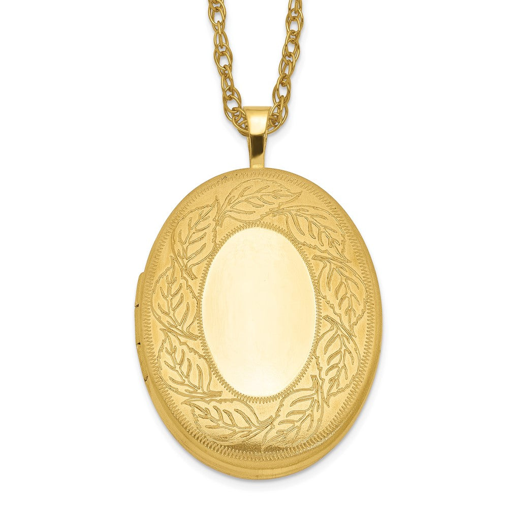 1/20 Gold Filled Leaf Border Oval Locket Necklace