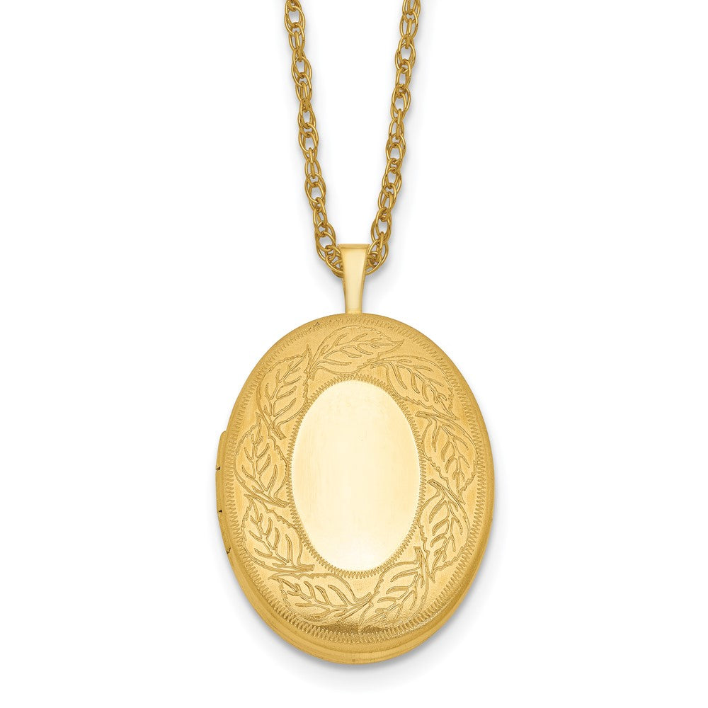 1/20 14K Gold Filled Leaf Border Oval Locket Necklace