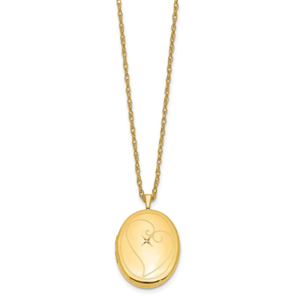 1/20 14K Gold Filled Diamond in Heart Oval Locket Necklace