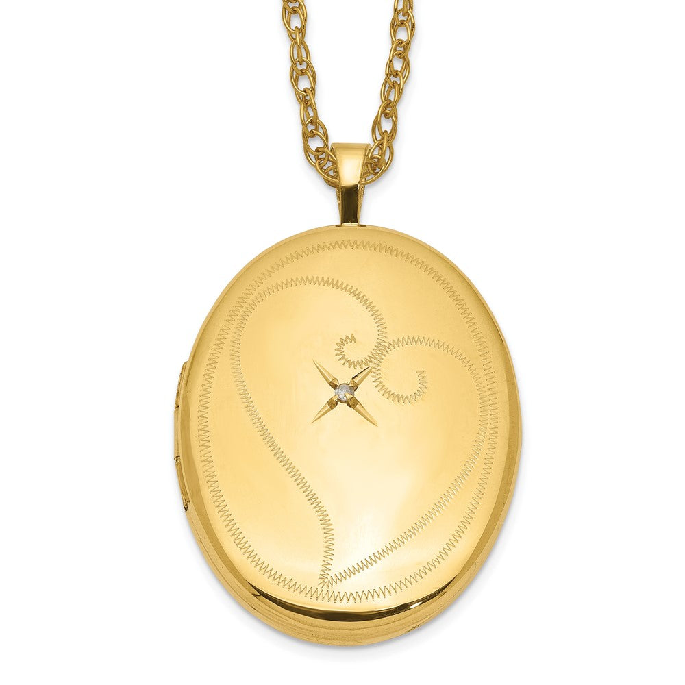 1/20 Gold Filled Diamond in Heart Oval Locket Necklace