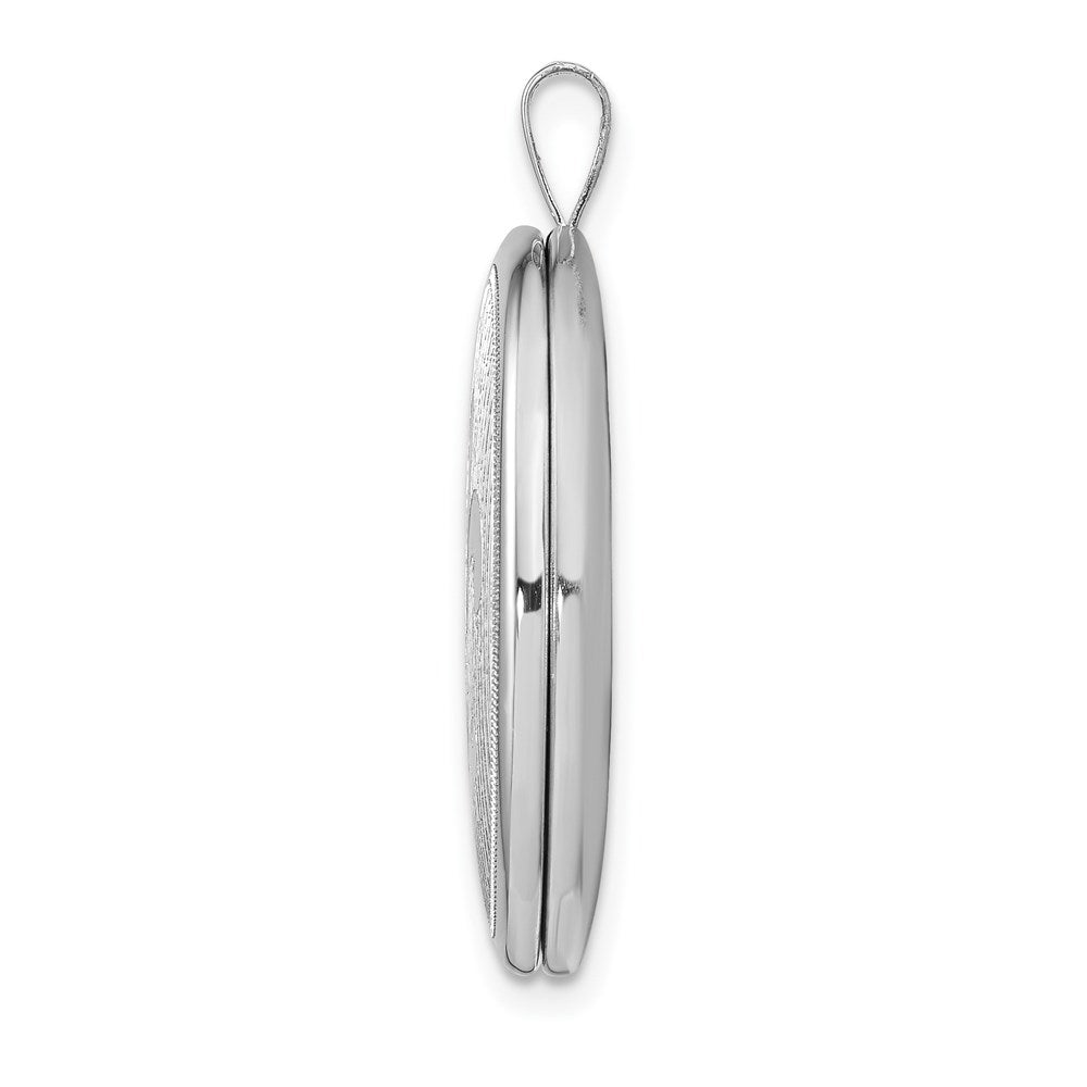 Sterling Silver Rhodium-plated Fleur De Lis Oval Locket