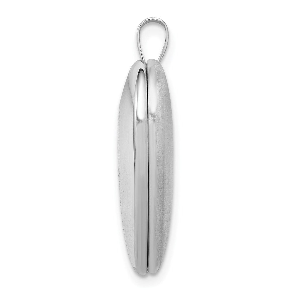 Sterling Silver Rhodium-plated Satin/Polished Cross Heart Locket