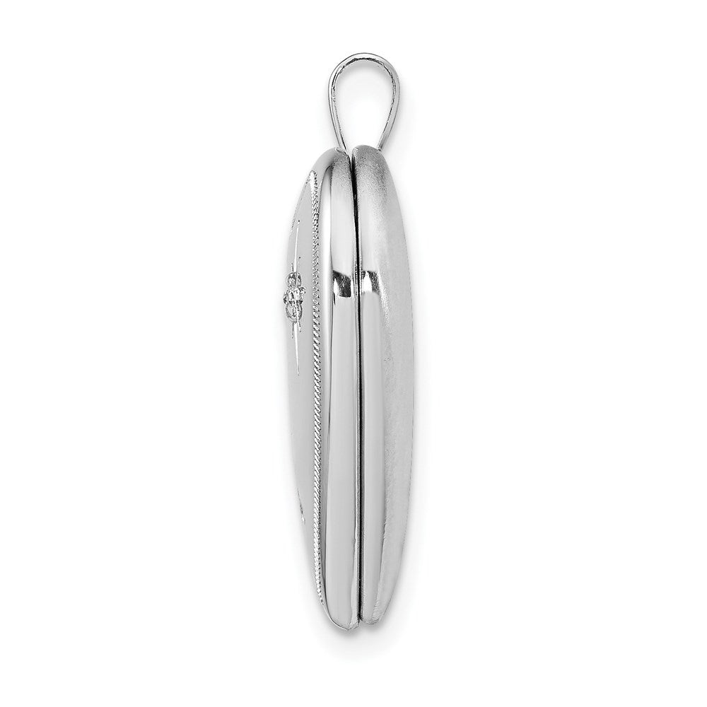 Sterling Silver Rhodium-plated Forever with Diamond Star Heart Locket