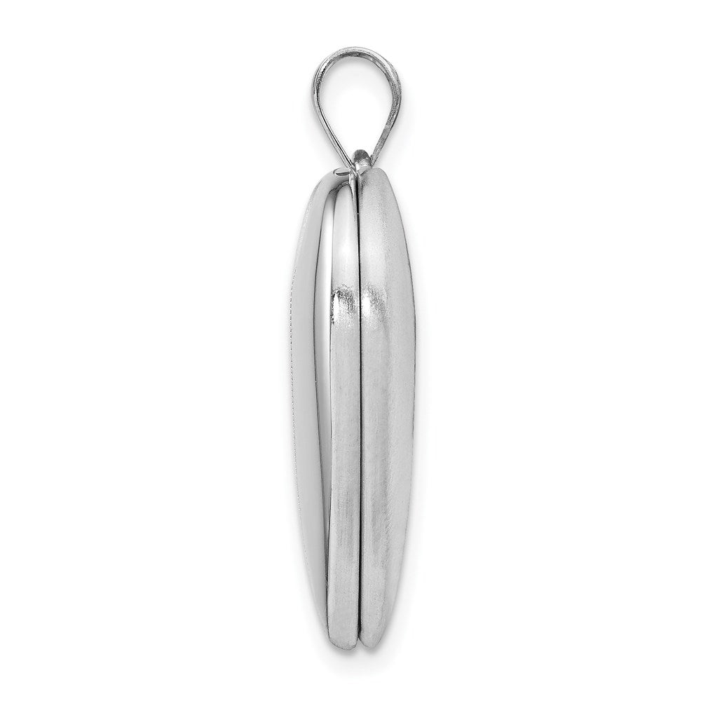 Sterling Silver Rhodium-plated Polished & Satin Heart Locket