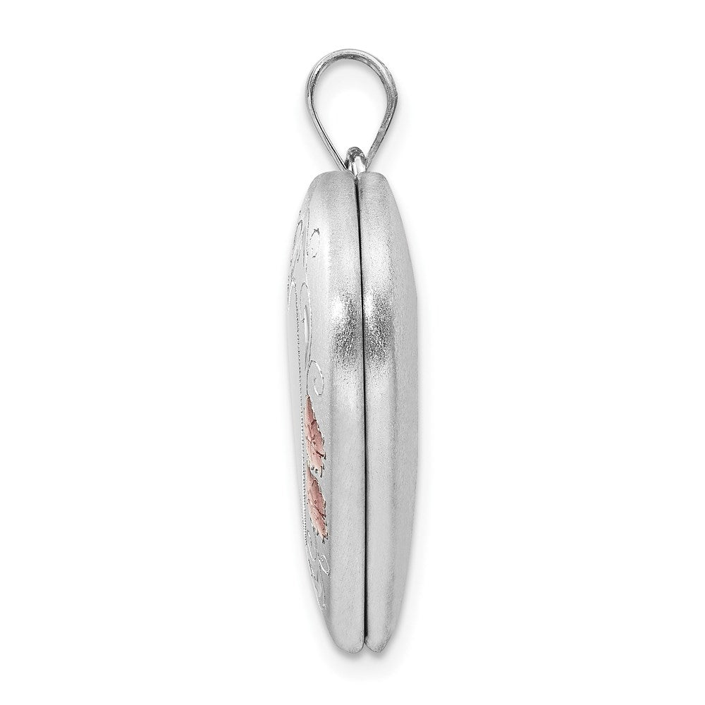 Sterling Silver Rhodium-plated Enameled Floral Border Heart Locket