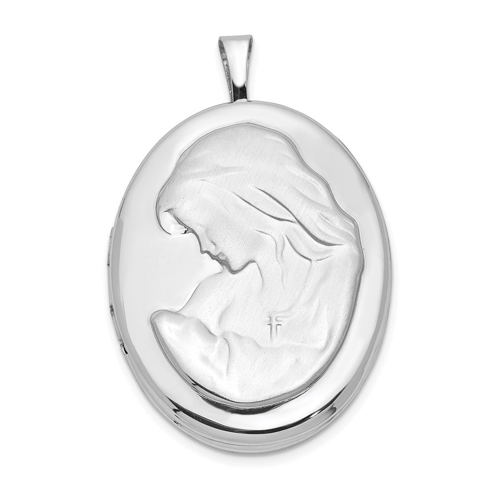 Sterling Silver Rhodium-plated Mother and Baby Oval Locket