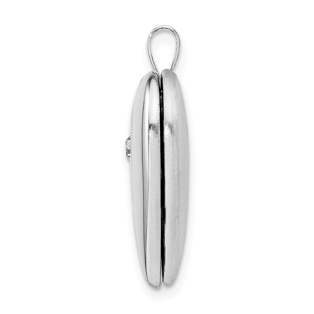 Sterling Silver Rhodium-plated with Diamond Star Heart Locket