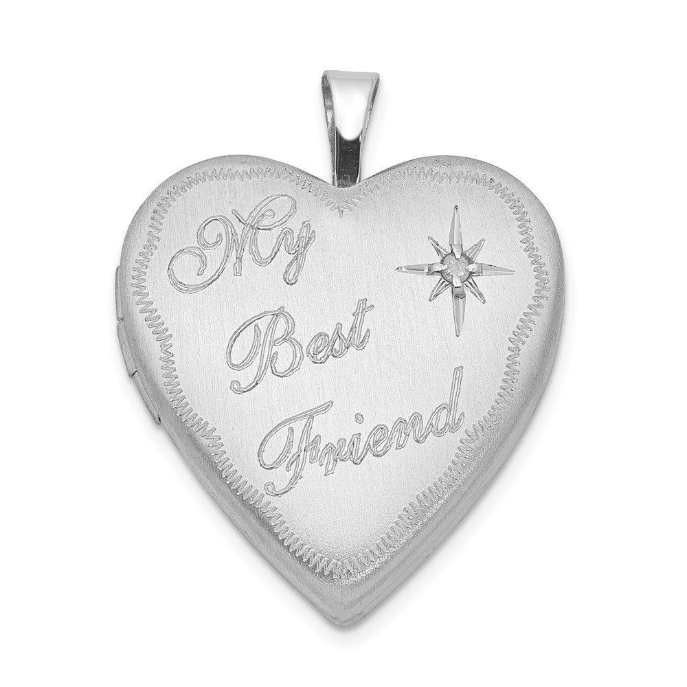 Sterling Silver Rhodium-plated Best Friend with Diamond Heart Locket