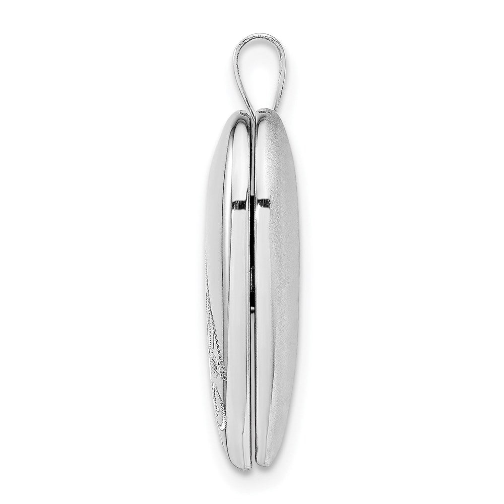 Sterling Silver Rhodium-plated Swirl & Polished Heart Locket