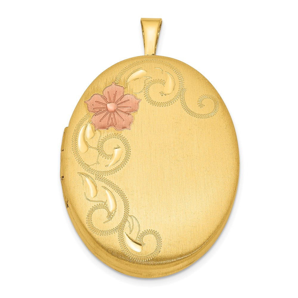 Sterling Silver Gold-Plated Satin & Enameled Floral Scroll Locket