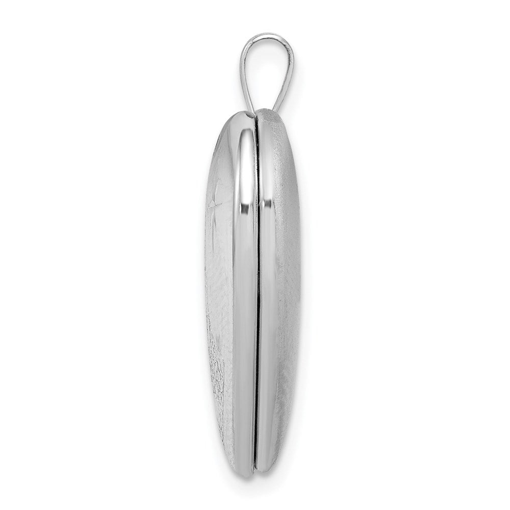 Sterling Silver Rhodium-plated D/C Footprints Heart Locket