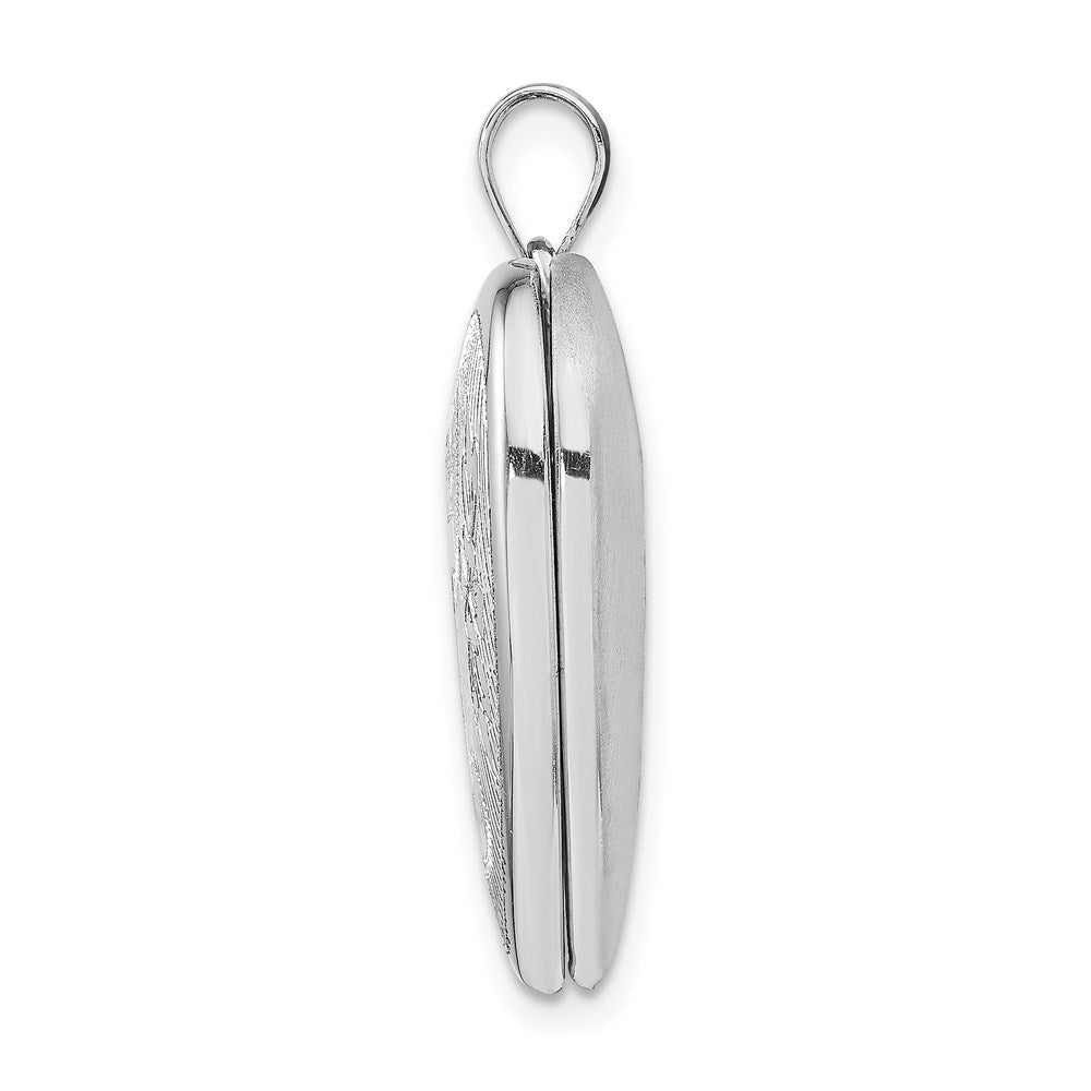 Sterling Silver Rhodium-plated D/C Cross Heart Locket