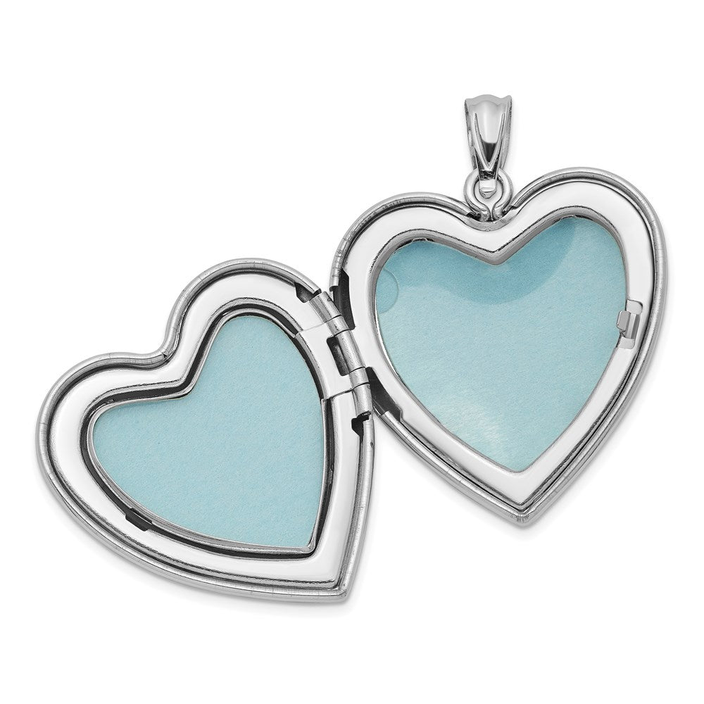 Sterling Silver Rhodium-plated Scrolled Heart Family Locket