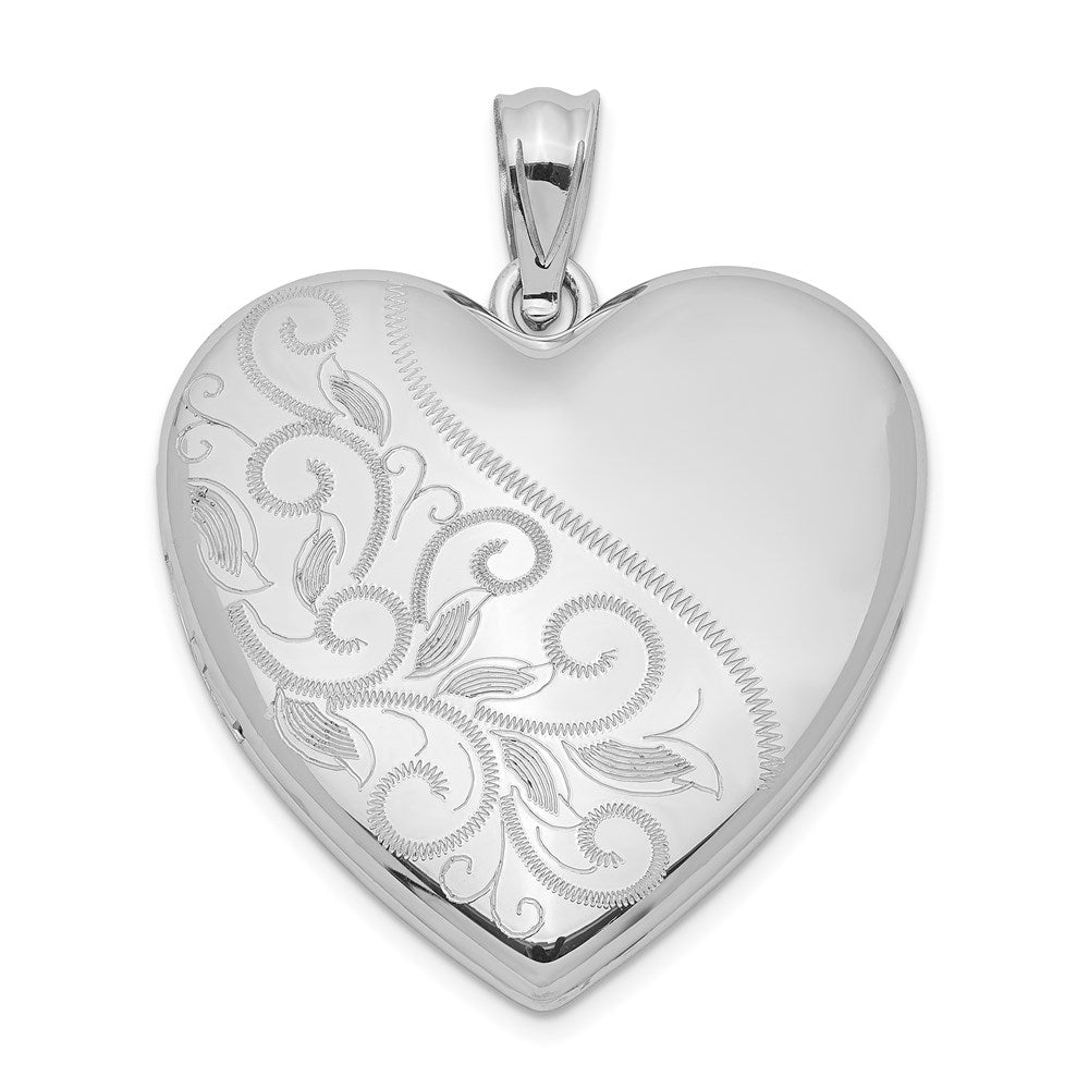 Sterling Silver Rhodium-plated Scrolled Heart Family Locket