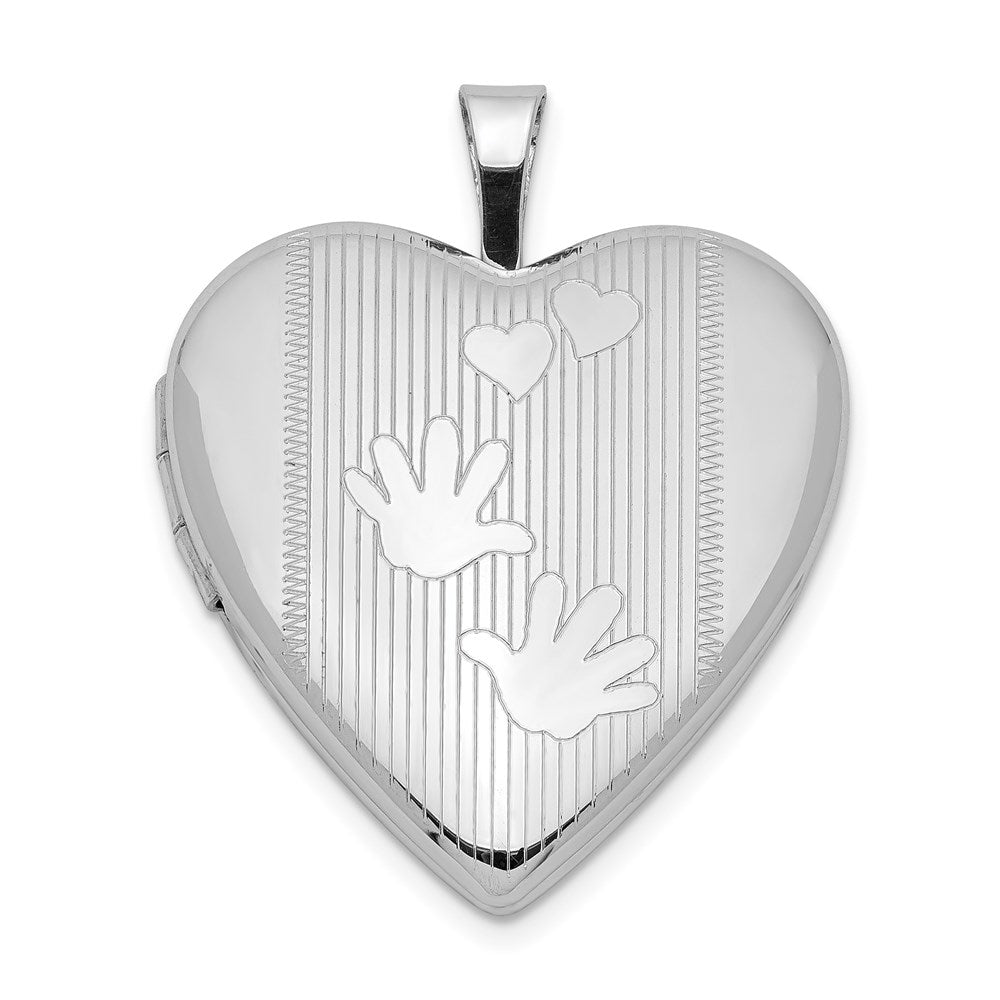 Sterling Silver Rhodium-plated Hands Heart Locket