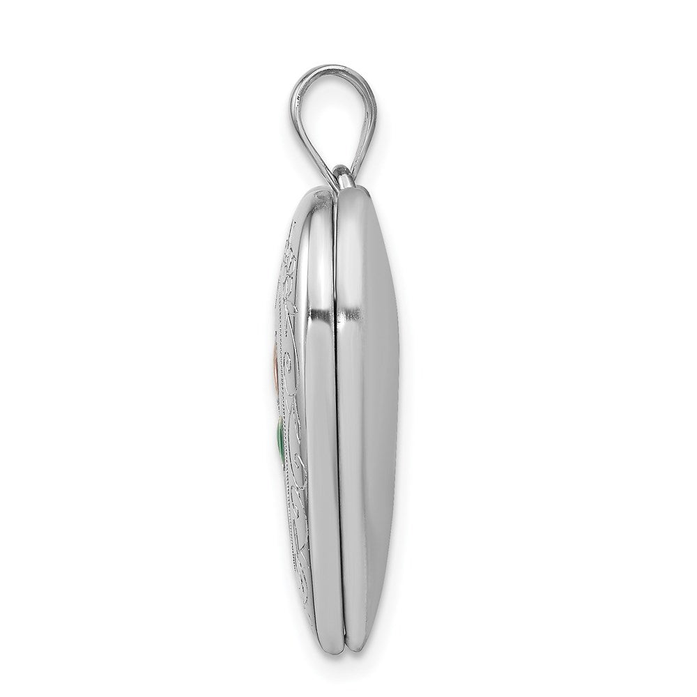 Sterling Silver Rhodium-plated Enameled D/C Mom Heart Locket