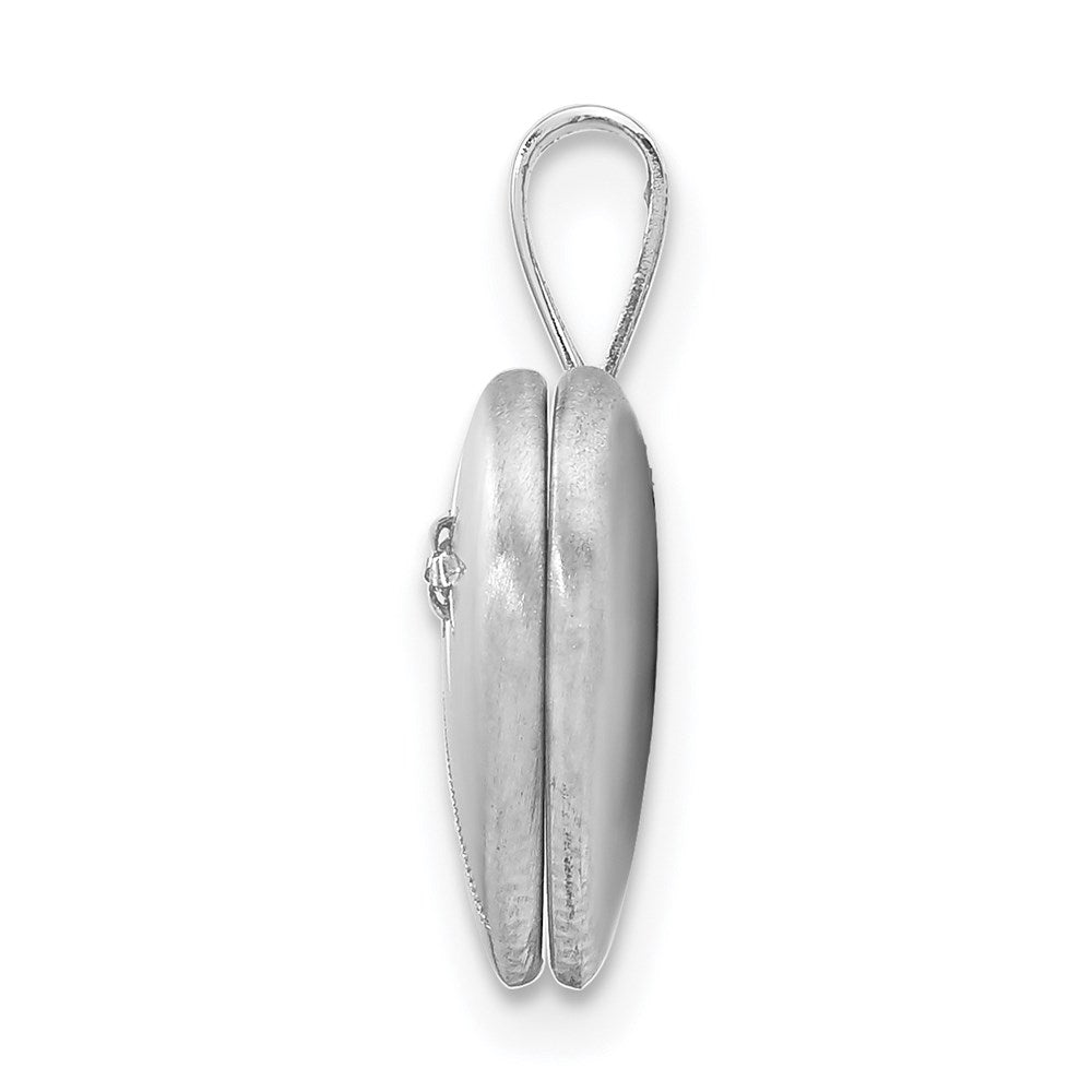 Sterling Silver Rhodium-plated & Dia. Polished and Satin Heart Locket