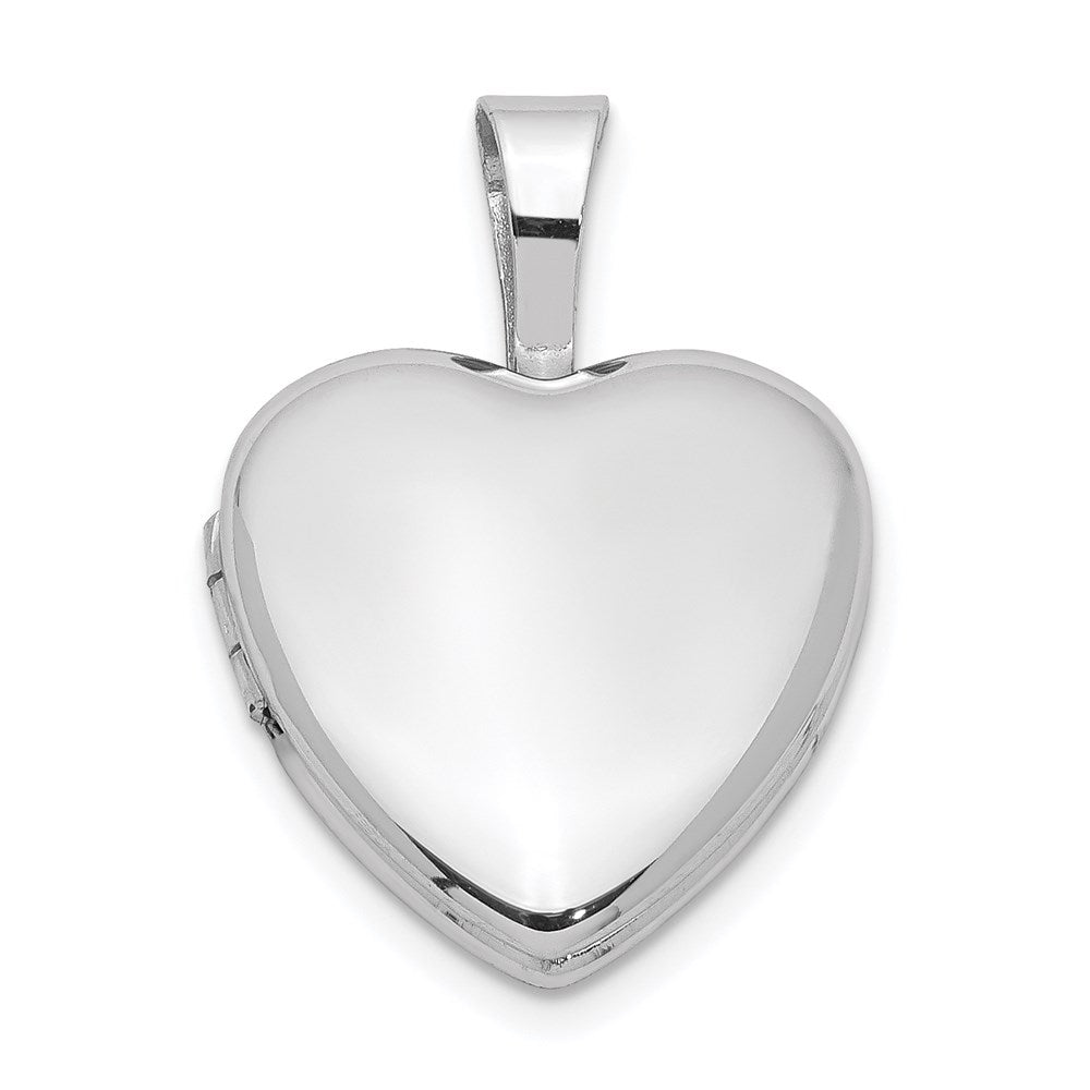 Sterling Silver Rhodium-plated Polished Heart Locket