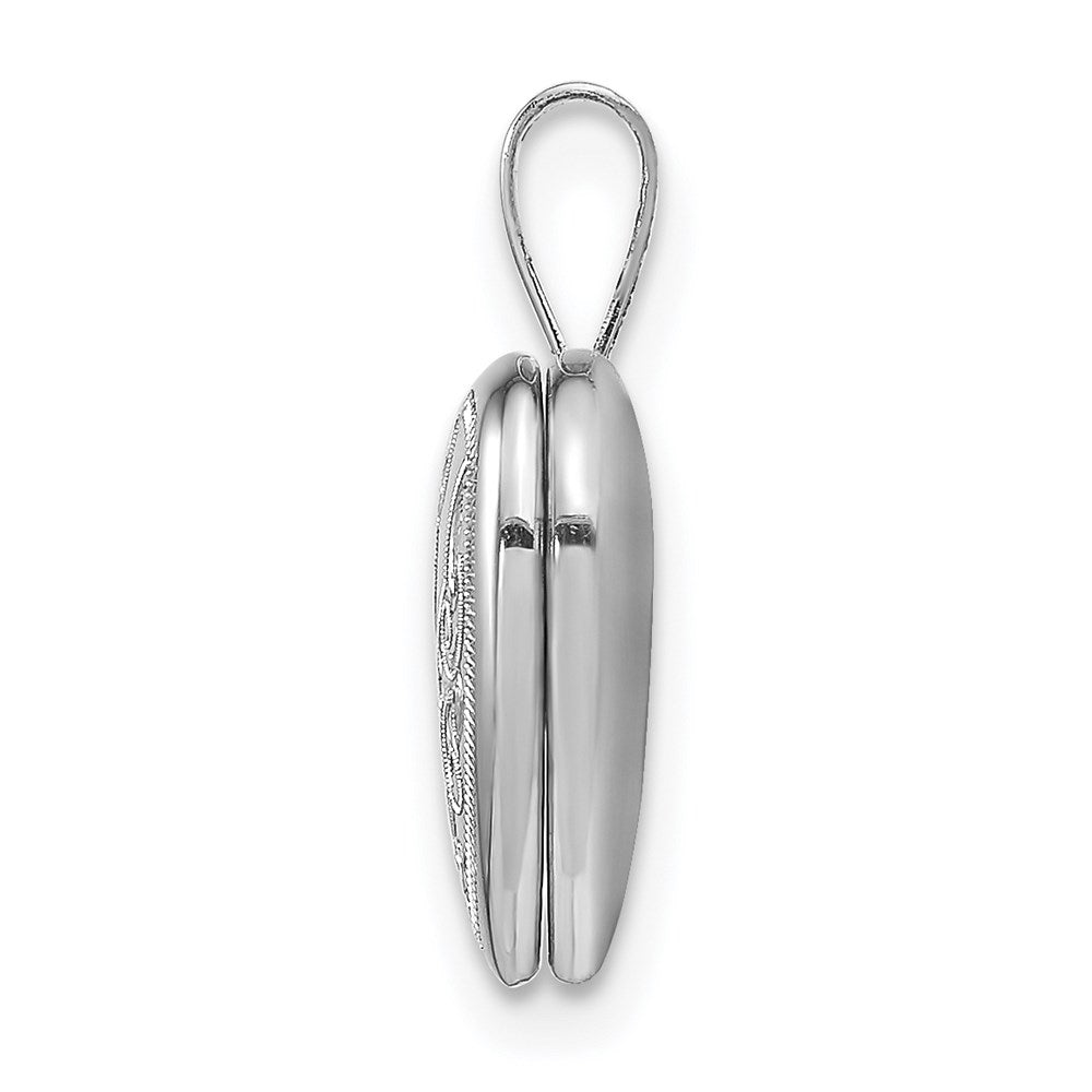 Sterling Silver Rhodium-plated Side Swirls Heart Locket