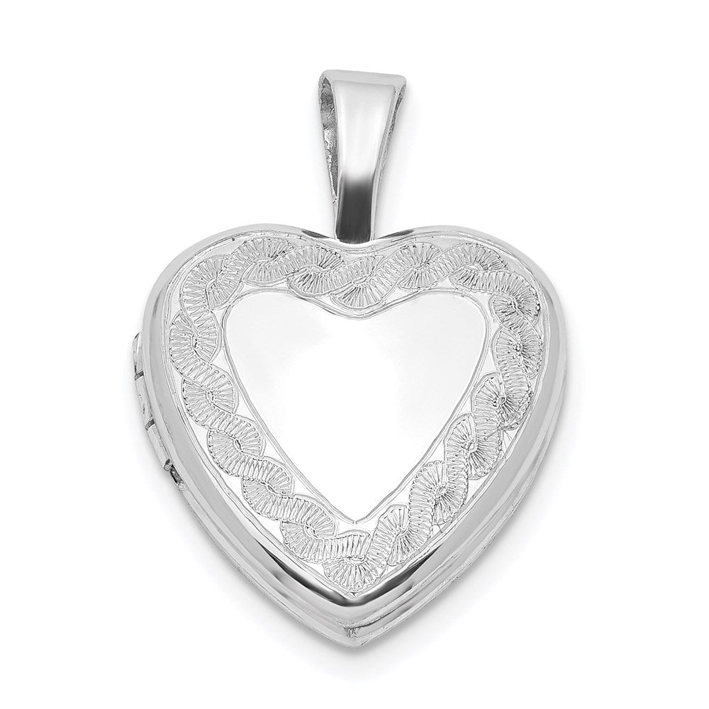 Sterling Silver Rhodium-plated Twisted Border Heart Locket