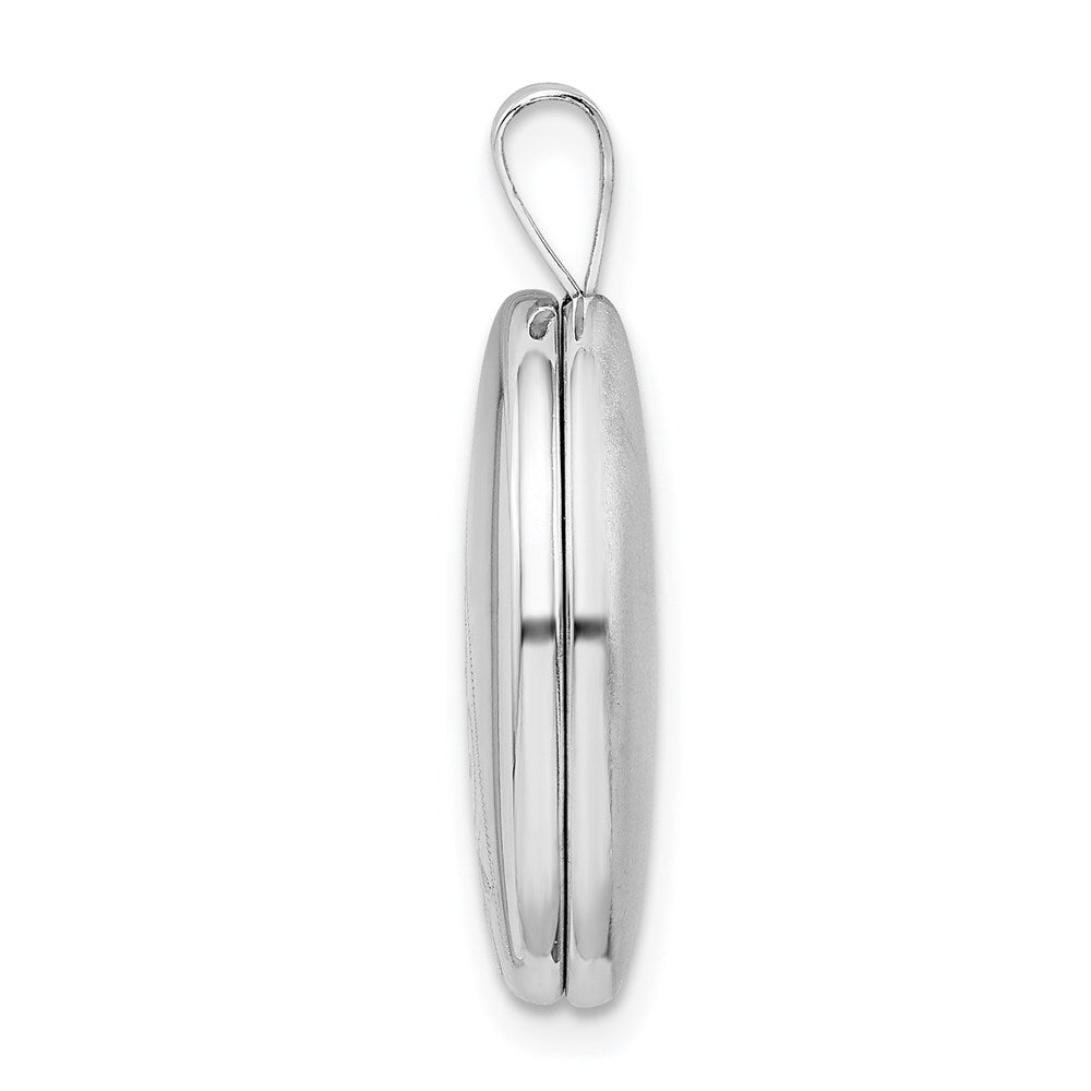 Sterling Silver Rhodium-plated Swirls Oval Locket