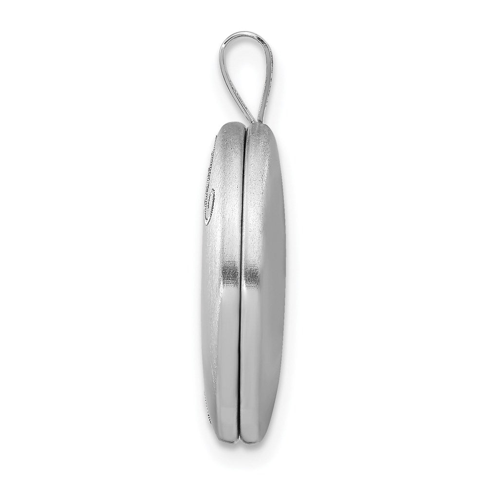 Sterling Silver Rhodium-plated Enamel Floral Oval Locket