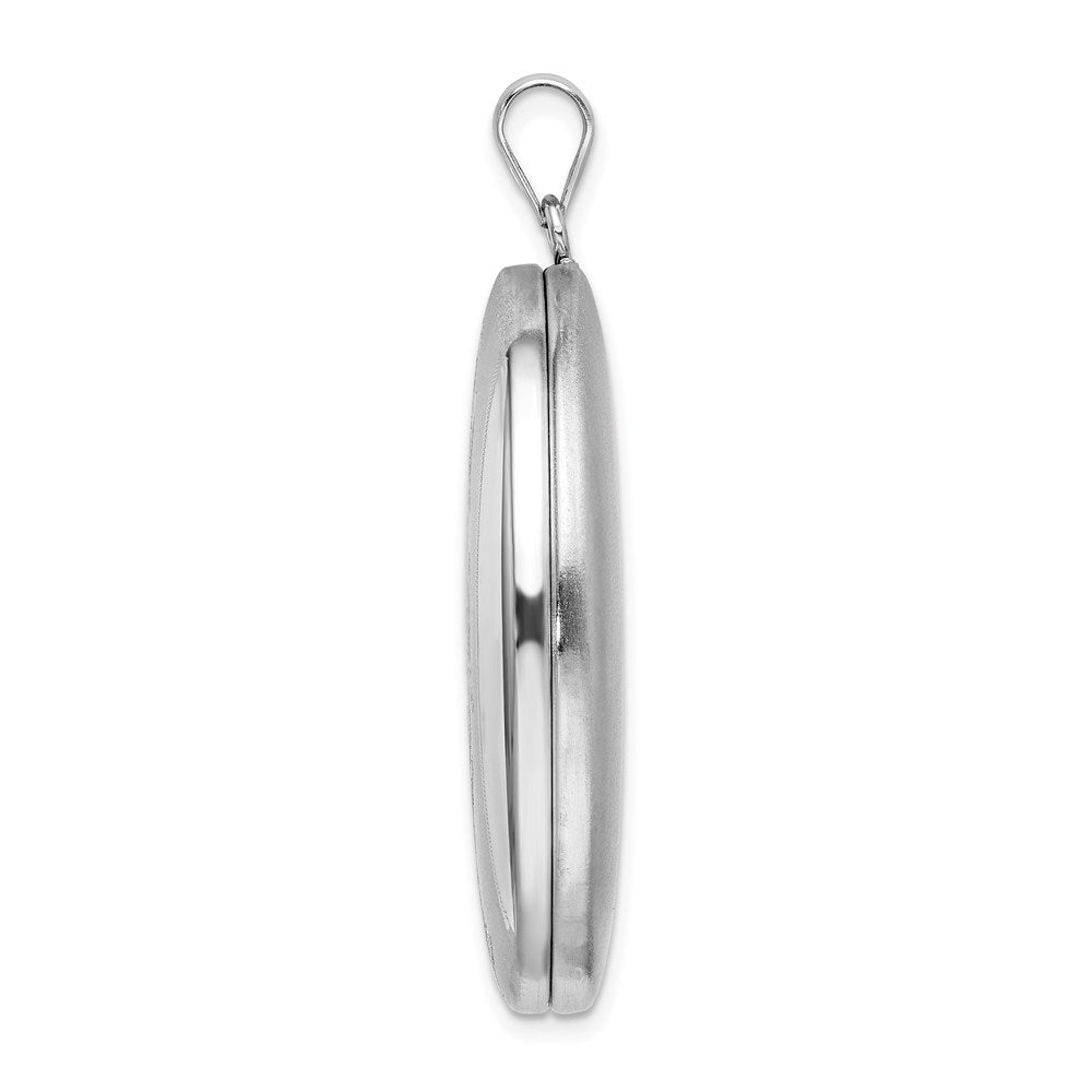 Sterling Silver Rhodium-plated Butterflies Oval Locket