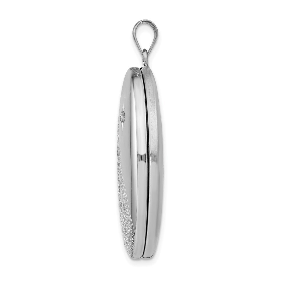 Sterling Silver Rhodium-plated & Diamond Footprints Oval Locket