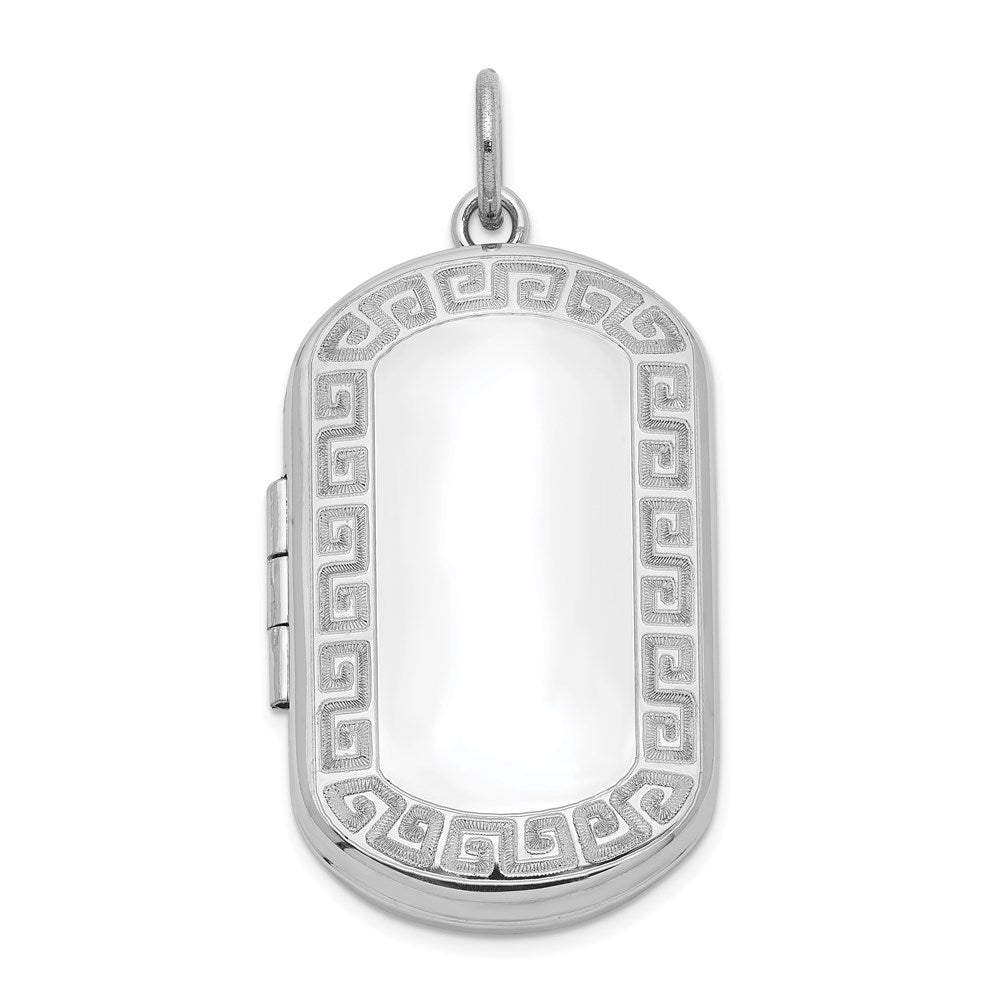 Sterling Silver Rhodium-plated Greek Key Border Rectangular Locket – BVDG