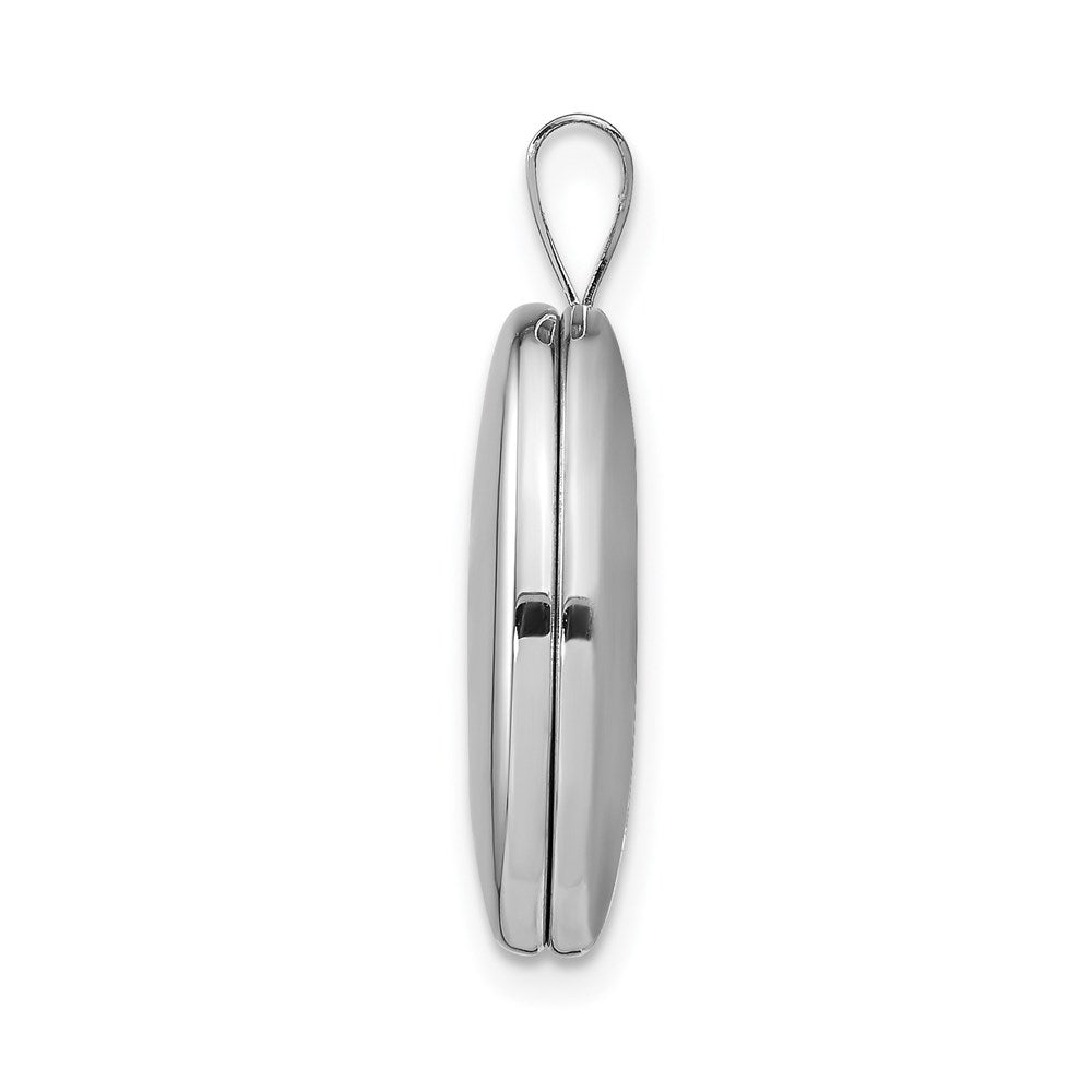 Sterling Silver Rhodium-plated Polished Oval Locket