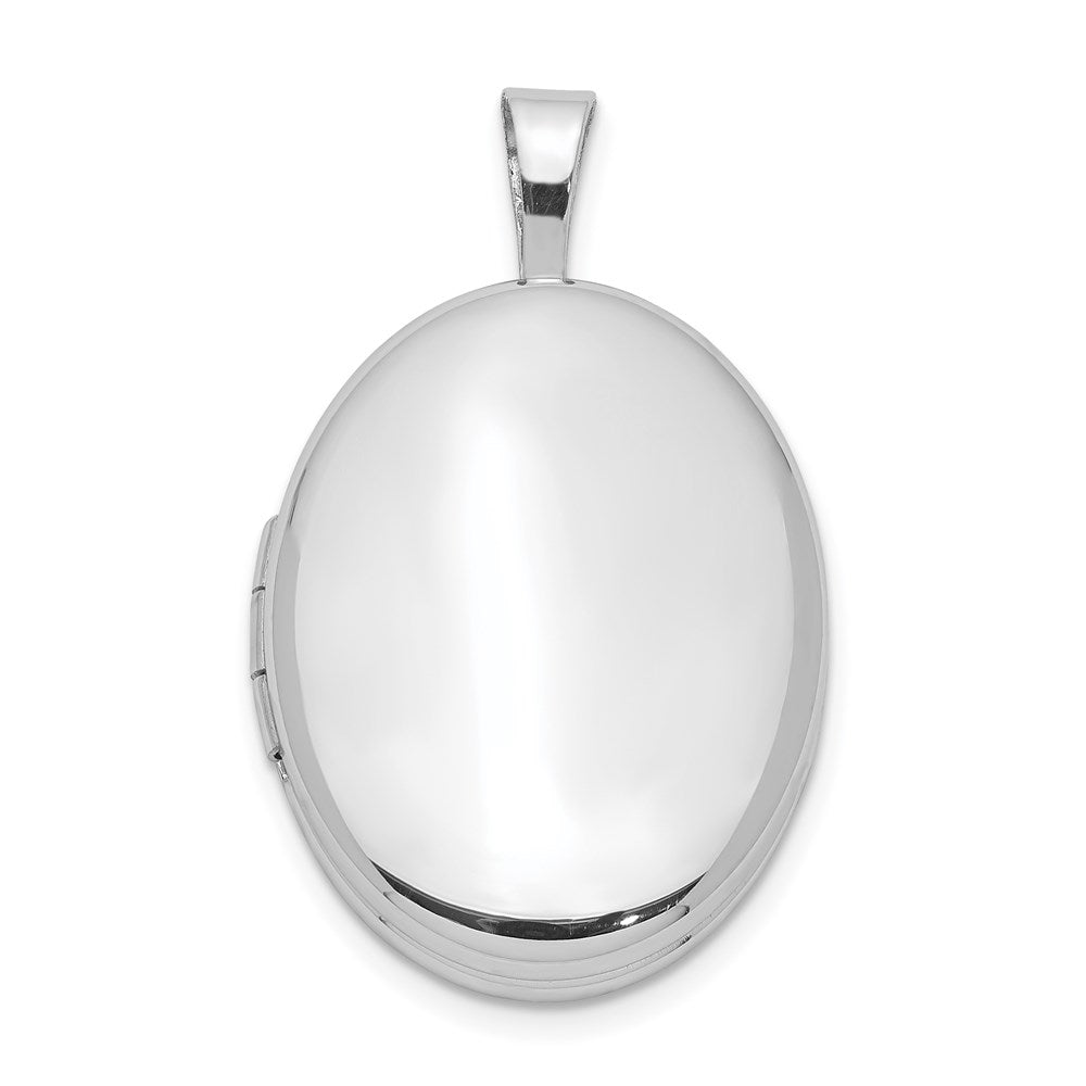 Sterling Silver Rhodium-plated Polished Oval Locket