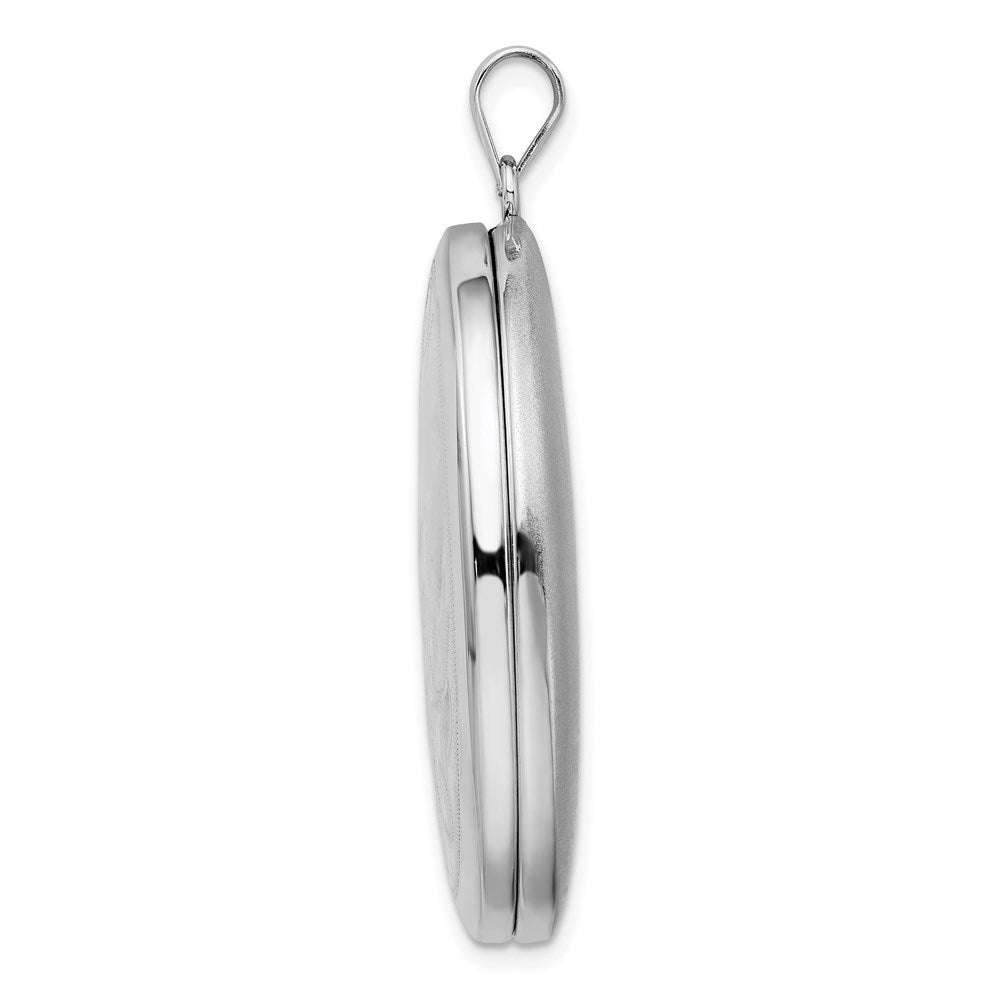 Sterling Silver Rhodium-plated W/ Side Swirls Oval Locket