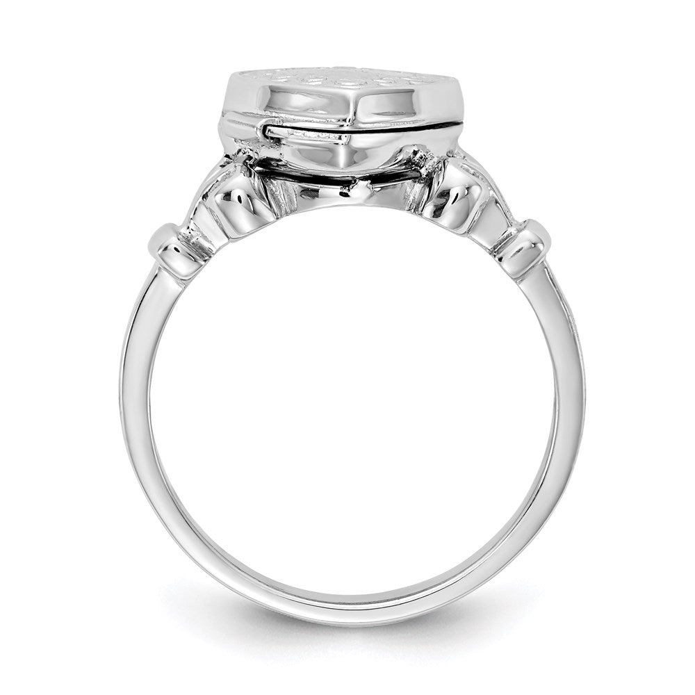 Sterling Silver Rhodium-plated Heart Locket Size 6 Ring