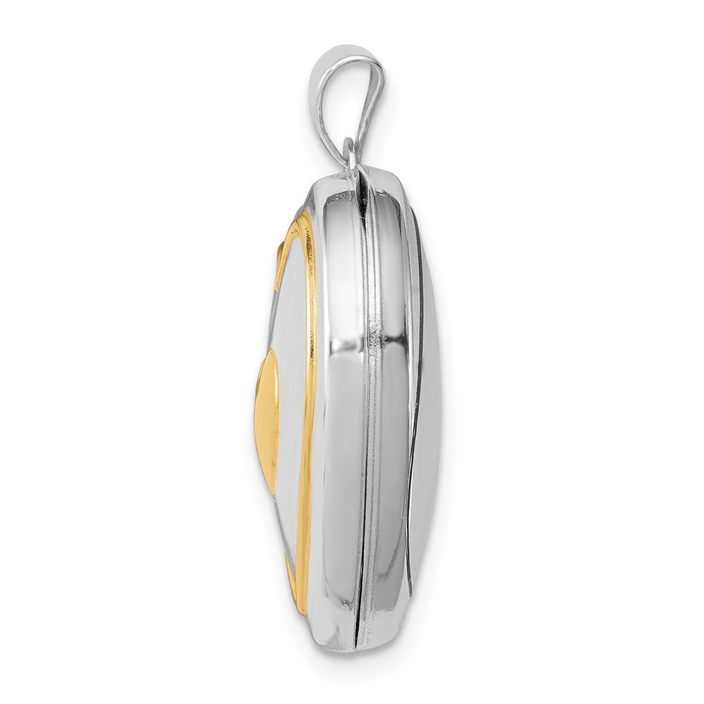 Sterling Silver Rhodium & Gold-plated w/ Key Charm Inside Heart Locket