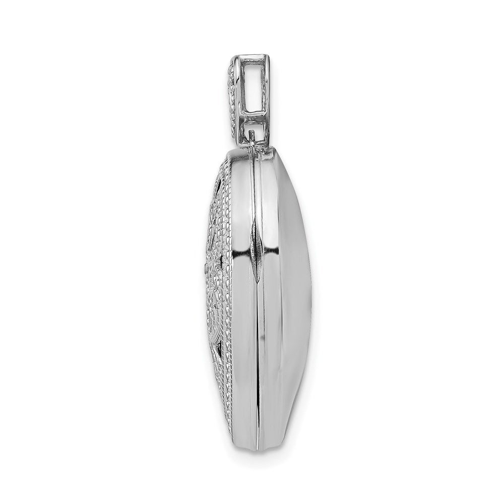 Sterling Silver Rhodium-plated w/ Diamond Vintage Heart Locket