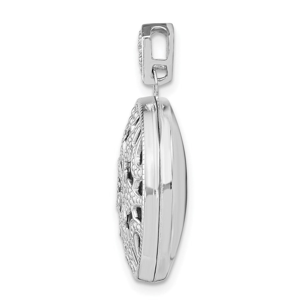 Sterling Silver Rhodium-plated Round w/Diamond Vintage Locket