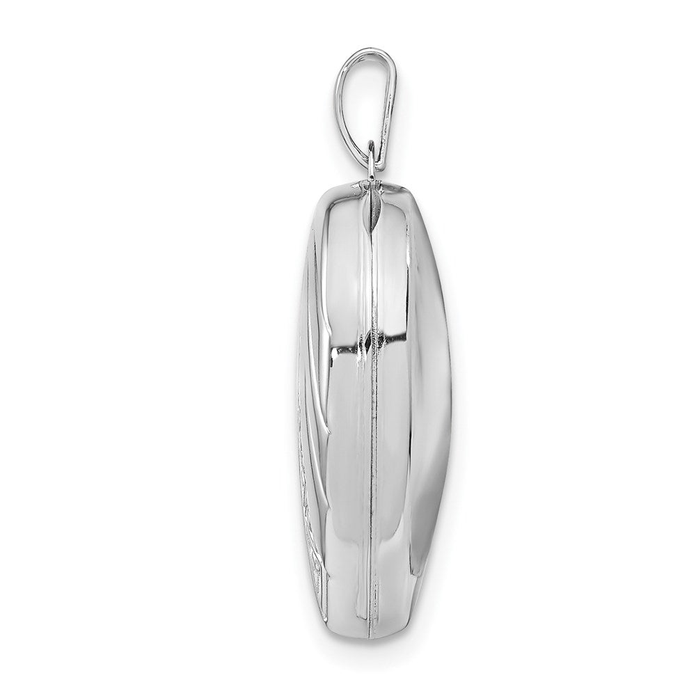 Sterling Silver Rhodium-plated Textured Heart Locket