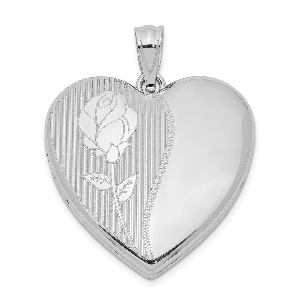 Sterling Silver Rhodium-plated Flower Heart Locket