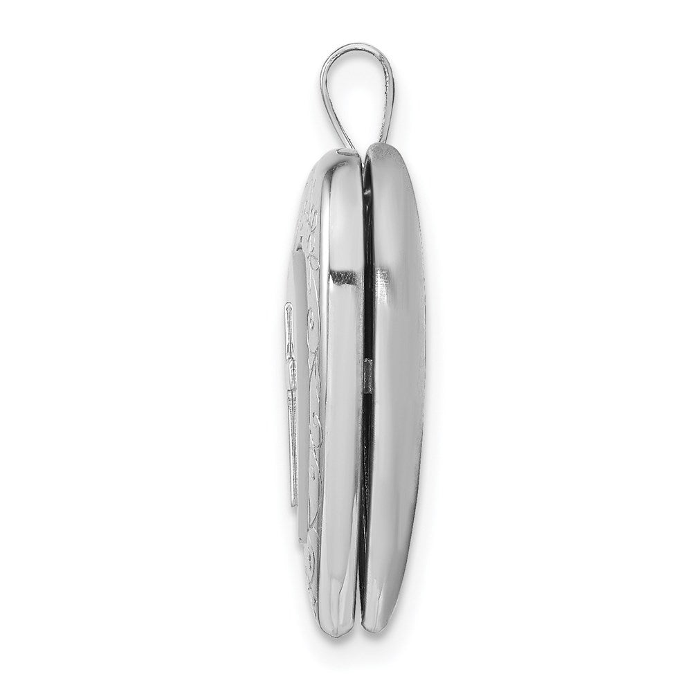 Sterling Silver Rhodium-plated Mother Of Pearl Cross Heart Locket
