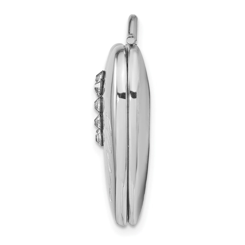 Sterling Silver Rhodium-plated Australian Crystal Love Heart Locket