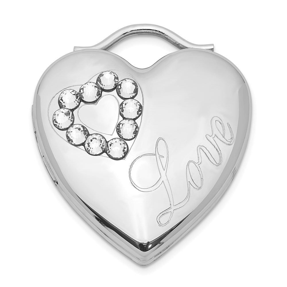 Sterling Silver Rhodium-plated Australian Crystal Love Heart Locket