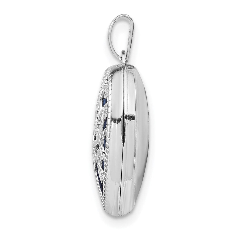 Sterling Silver Rhodium-plated Filigree Tree Heart Locket