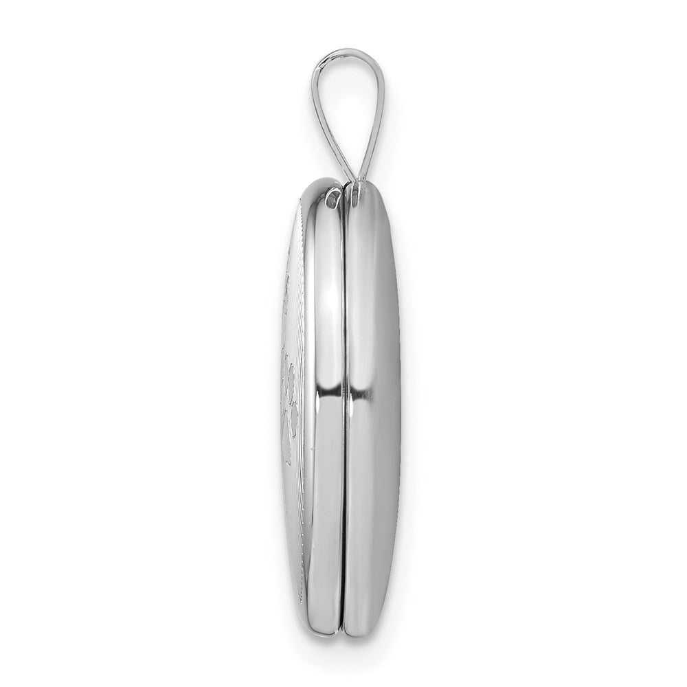 Sterling Silver Rhodium-plated Satin & Polished Paw Prints Oval Locket