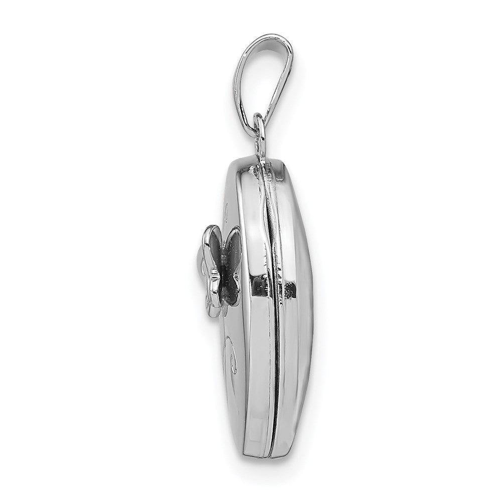 Sterling Silver Rhodium-plated 17x Butterfly Oval Locket