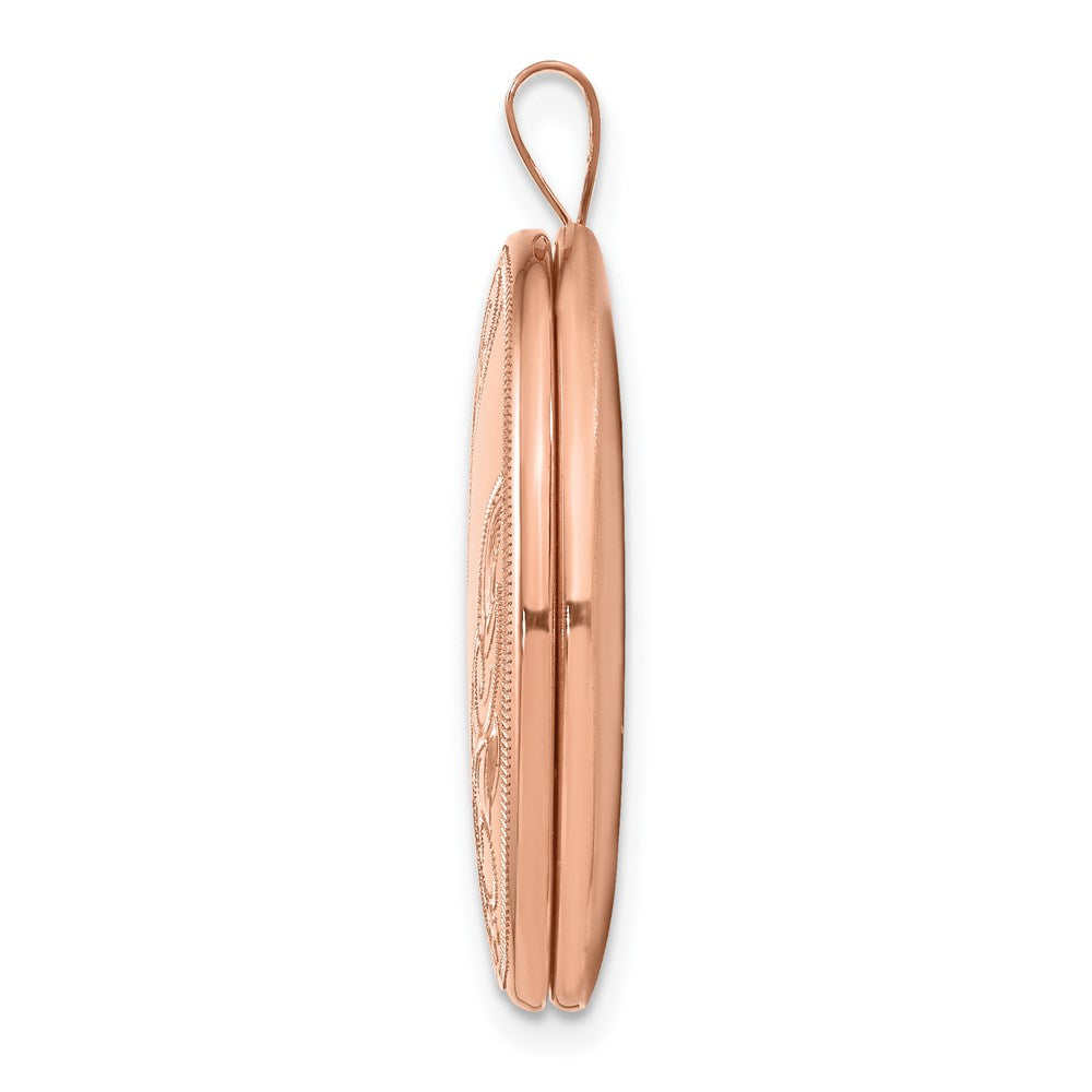 Sterling Silver Rose Gold-plated Swirled Oval Locket