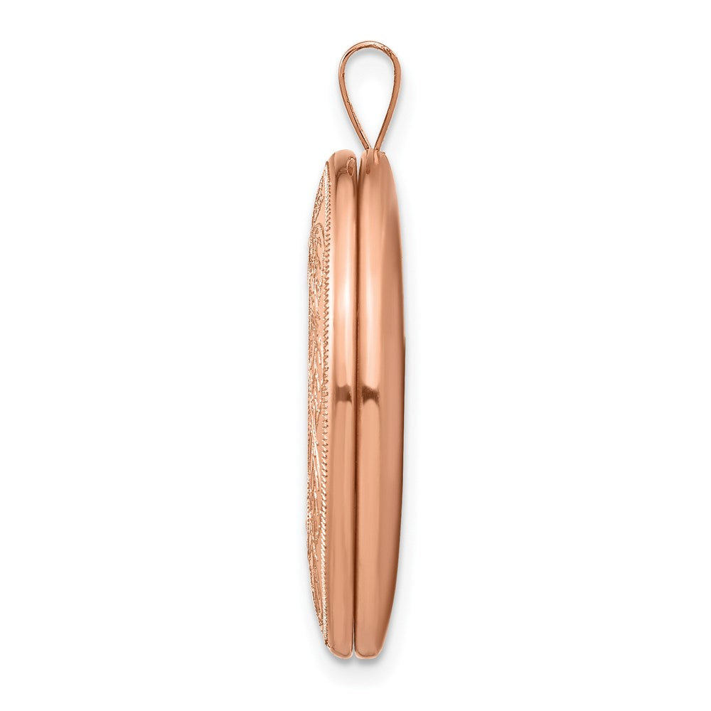 Sterling Silver Rose Gold-plated Leaf Border Oval Locket