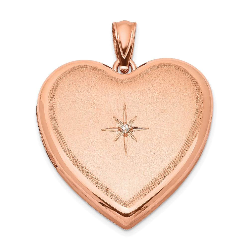 Sterling Silver Rose Gold-plated & Diamond D/C Heart Locket