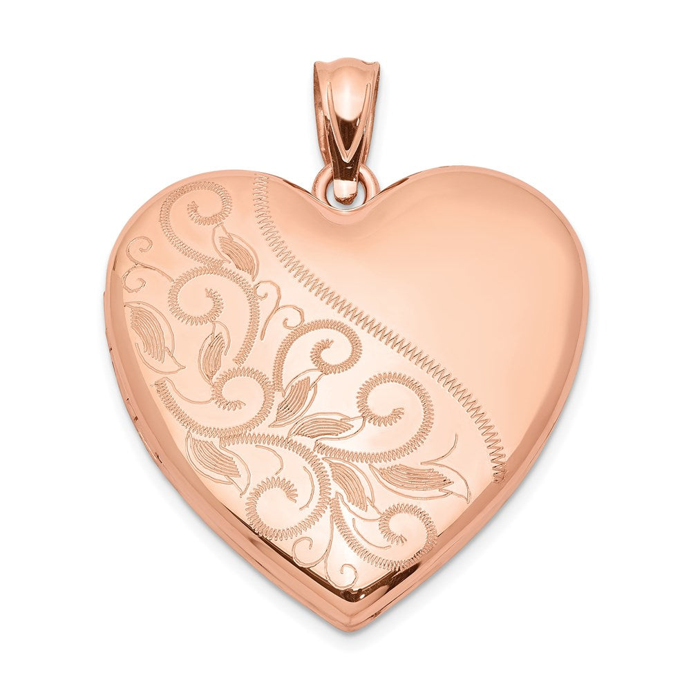 Sterling Silver Rose Gold-plated Scrolled Heart Family Locket