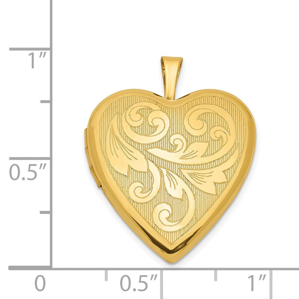Sterling Silver Gold Plated Textured/Polish Swirl Heart Locket